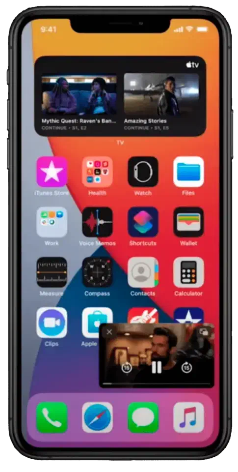 An image of an iPhone with the Picture in Picture feature.