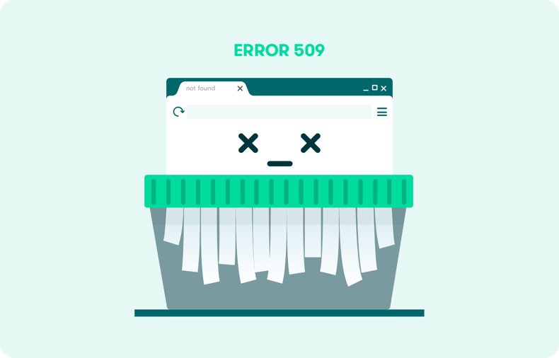 Trashcan with an error 509 on top